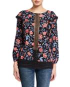 Carnation Rose Printed Ruffle Top