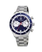 43mm Marco 1081 Chronograph Watch, Blue/steel