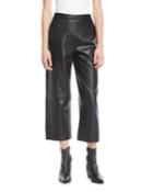 High-rise Cropped Leather Culotte Pants
