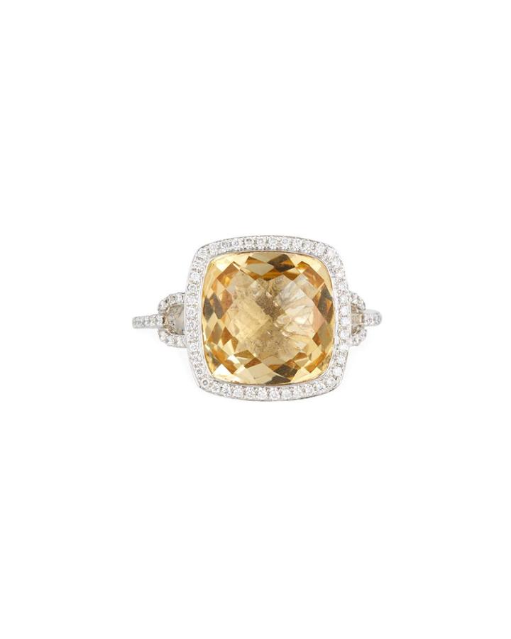 18k White Gold Citrine & Diamond Ring,