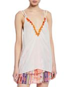 Semisheer Camisole W/ Tassel And Embellished Detail