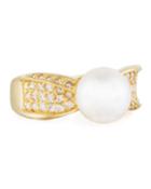 14k Gold Diamond-shoulder & Pearl Ring