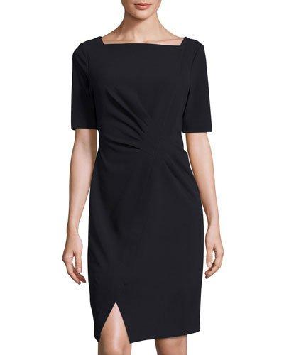 Chloe Half-sleeve Sheath Dress, Navy