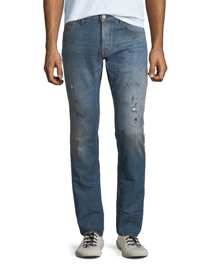 Men's Slim-fit Paint-splattered Jeans