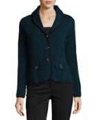Phoebe Diamond-knit Jacket, Black/blue