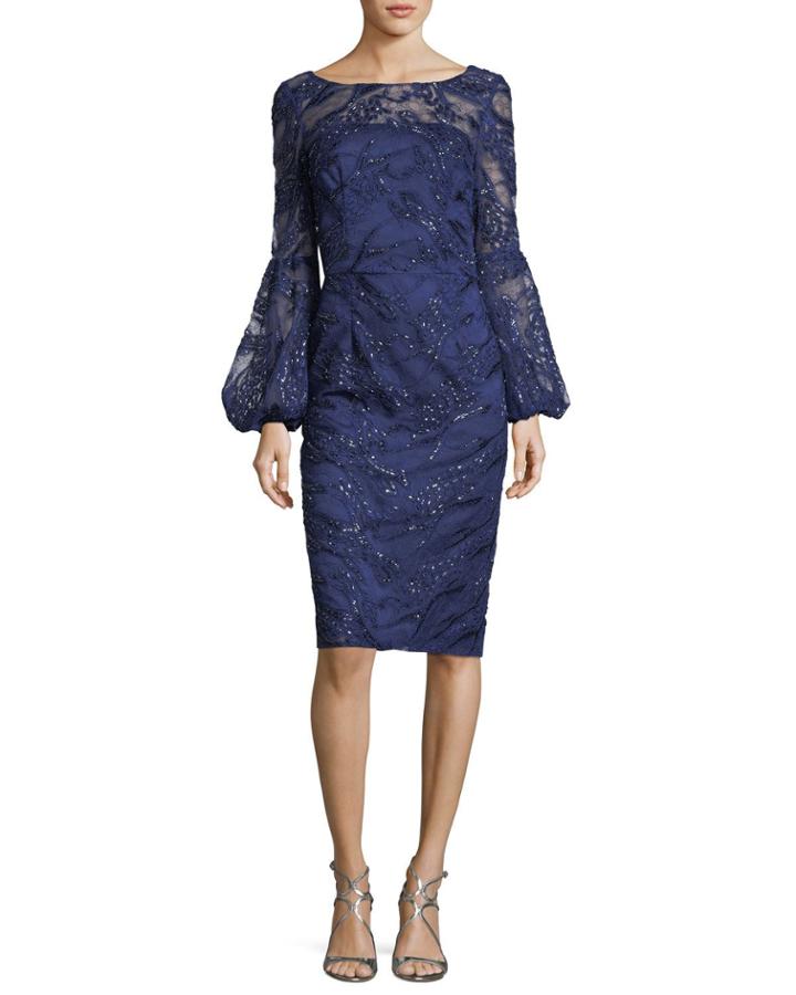 Sequin Lace Bell-sleeve Dress