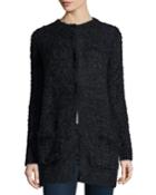 Max Studio Long-sleeve Knit Cardigan, Navy/black, Women's, Size: Large, Navy/ Blac