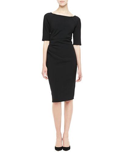 Deedie 3/4-sleeve Side Ruched Dress