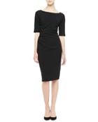 Deedie 3/4-sleeve Side Ruched Dress