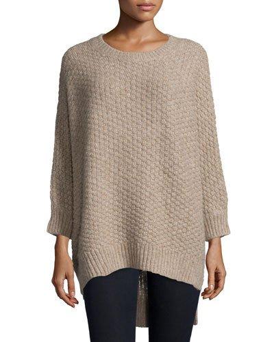 Long-sleeve Basket-weave Sweater, Bison