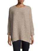 Long-sleeve Basket-weave Sweater, Bison