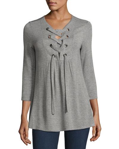 Lace-down Split-neck Tunic