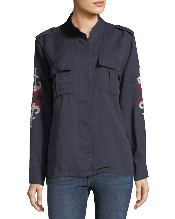 Elliot Indigo Floral-medallion Embroidery