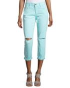 Billie Cropped Boyfriend Jeans, Azure