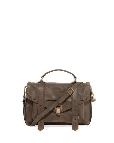 Ps1 Medium Suede Satchel Bag, Gray