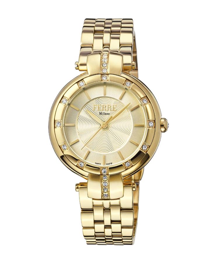 Women's 34mm Stainless Steel Guilloche Glitz Watch With Bracelet, Golden