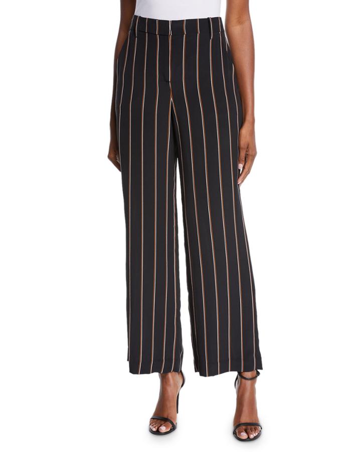 Erso Striped Silk Straight-leg Pants