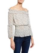 Mini Heart Smocked Off-the-shoulder Top