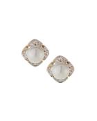 14k Two-tone Akoya Pearl & Diamond Stud Earrings,