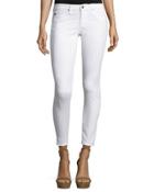 Distressed Skinny Ankle Jeans, One Year White