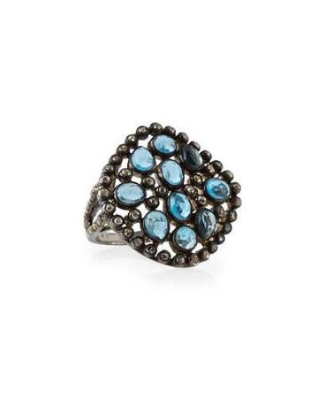 Amorphous London Blue Topaz & Diamond Cocktail Ring