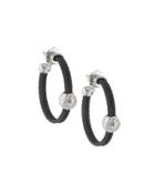 Cable Hoop Earrings W/ Diamonds