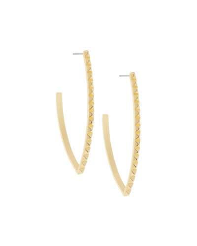 Golden Studded V Hoop Earrings