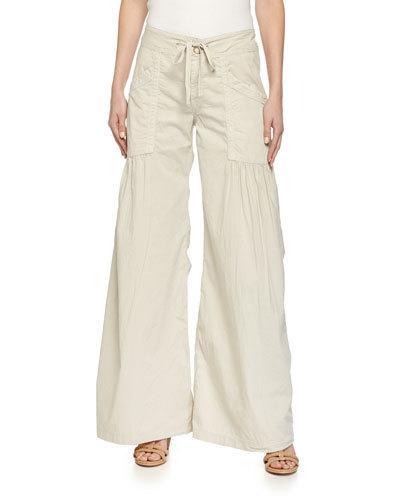 Willowy Wide-leg Drawstring Cargo Pants,