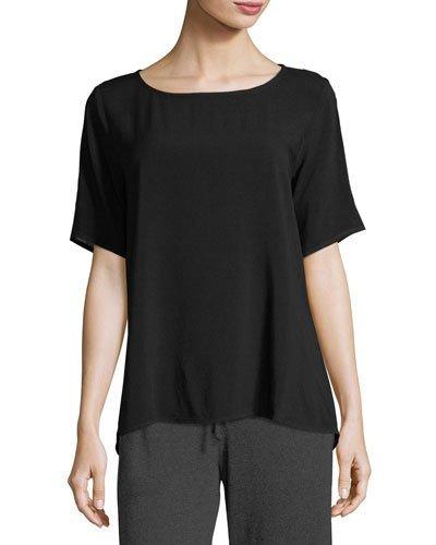 Half-sleeve High-low Tee, Black
