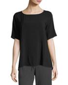 Half-sleeve High-low Tee, Black