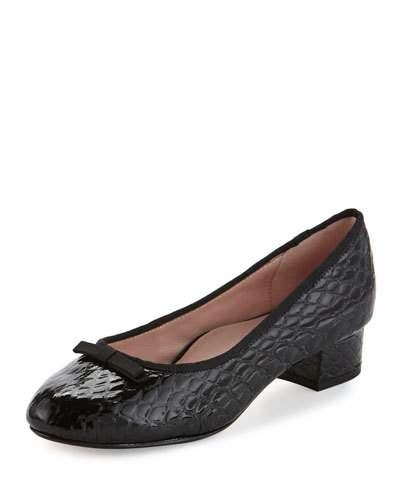 Freed Embossed Leather Ballerina Pump, Black Pattern