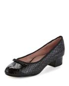 Freed Embossed Leather Ballerina Pump, Black Pattern