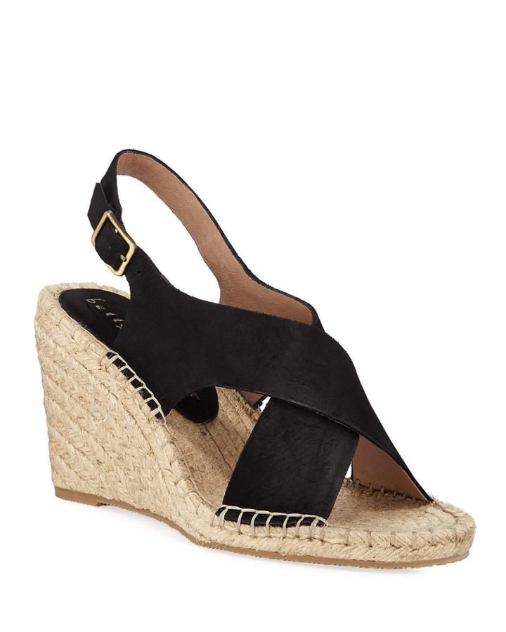 Venus Suede Wedge Espadrilles, Black