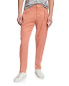 Men's Linen-cotton Pleated Pants, Orange