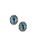 Oval London Blue Topaz Clip Earrings
