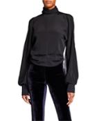 Silk Chiffon-back Turtleneck Blouse