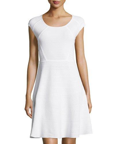 Valera Pointelle Cap-sleeve Dress, White