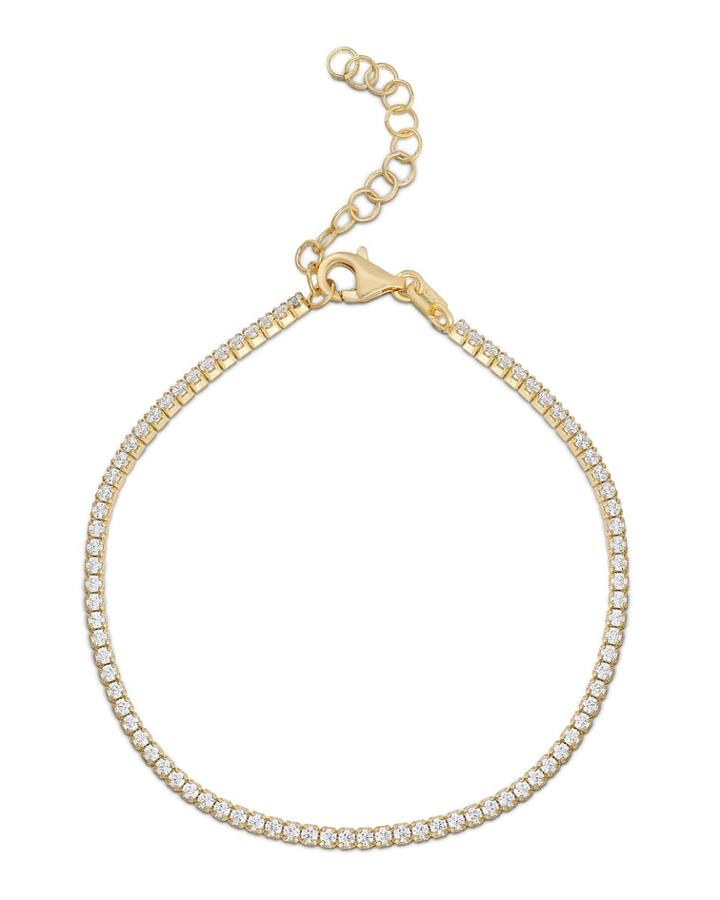 Cubic Zirconia Tennis Bracelet, White/yellow