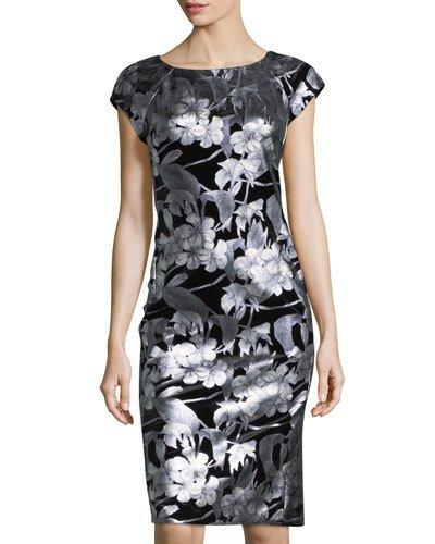 Floral Foil Cap-sleeve Dress