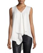 Apron Draped Sleeveless Blouse, Eggshell
