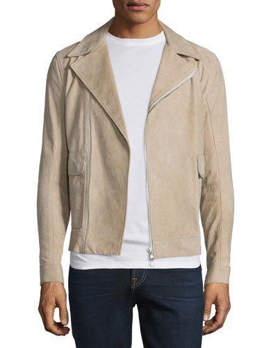 Distressed Nubuck Leather Jacket, Dark