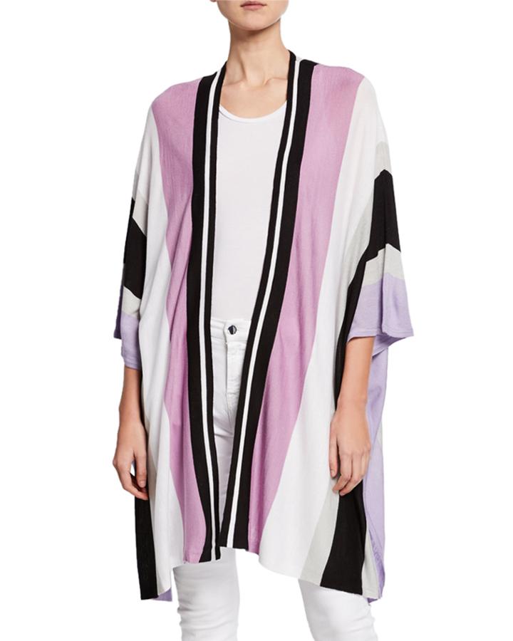 Striped Open-front Poncho