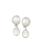 Prince Dimitri For Assael 18k White Gold South Sea Pearl, Moonstone & Diamond Pave Drop Earrings, Women's