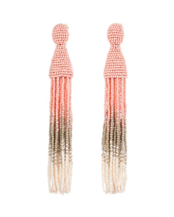 Long Ombre Beaded Tassel Earrings