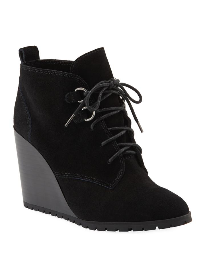 Paris Suede Wedge Lace-up Booties
