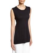 Side-slit Tie-back Tunic, Navy