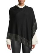 Rhinestone Trim Viscose Poncho