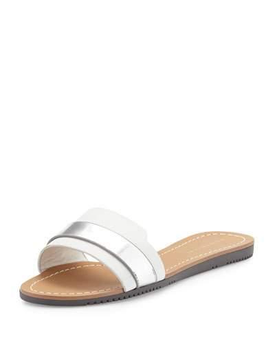 Negril Leather Slide Sandal, Chrome/argento