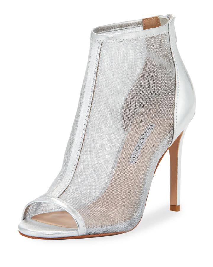 Court Mesh Peep-toe Metallic Booties