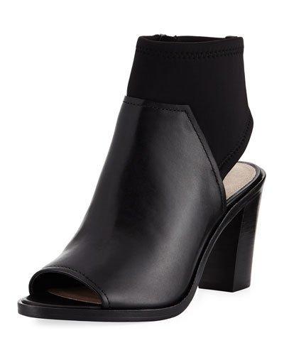 Kleo Open-toe Leather Bootie, Black